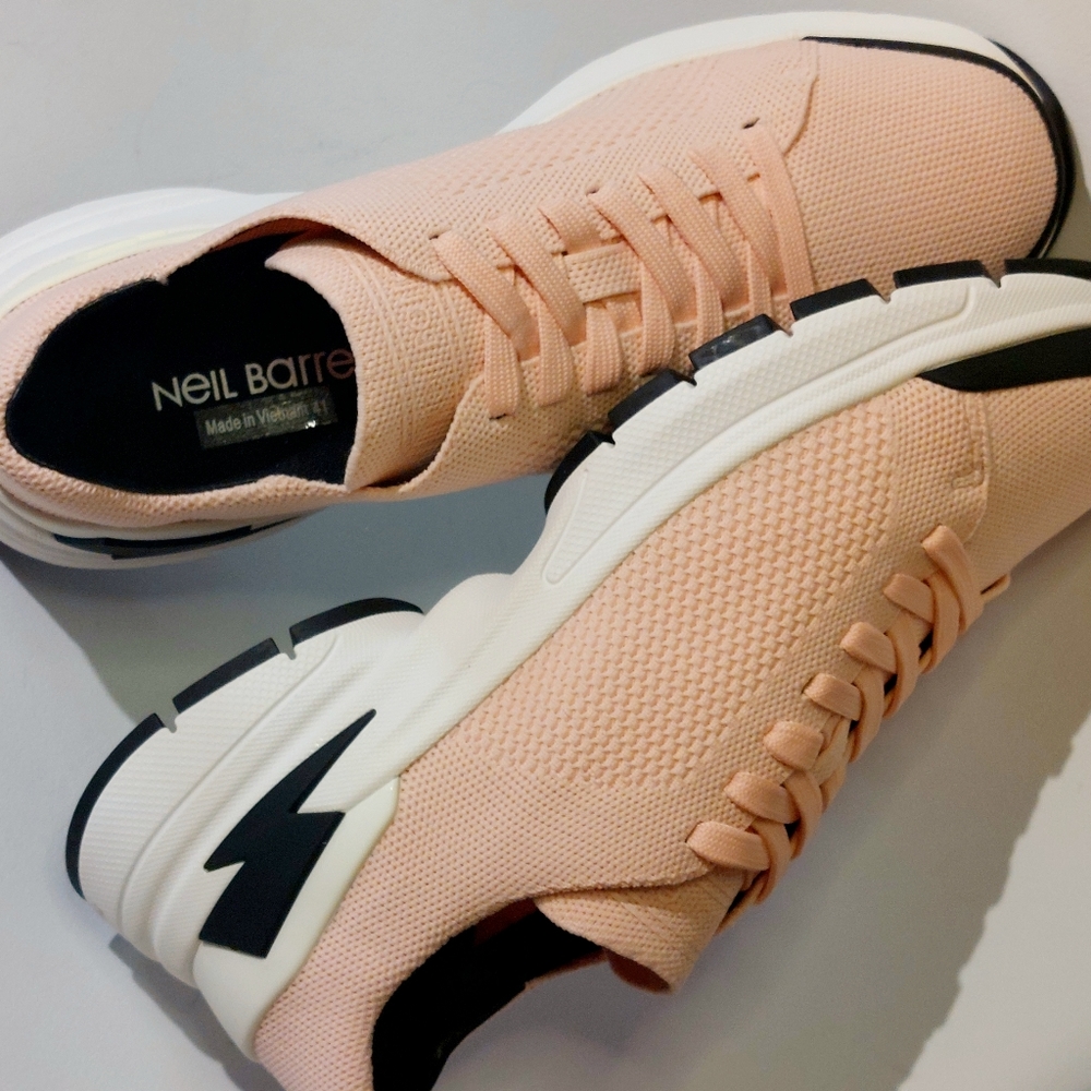 Neil Barrett pink knitted Bolt lace-up sneakers, EU41, NWT